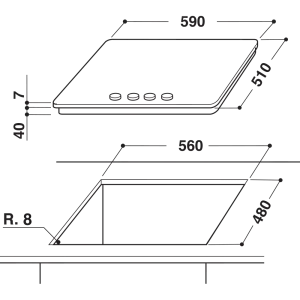 Table de cuisson à gaz Whirlpool 4 feux GOWL 628/NB