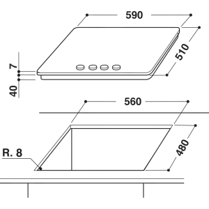 Table de cuisson à gaz Whirlpool 4 feux GOWL 628/NB
