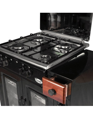 Cuisinière Tivoli 75 cm 4 feux noir avec tiroir