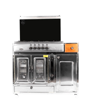 Cuisinière Tivoli 106 cm 5 feux inox avec tiroir et cache bouteille de gaz