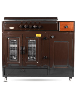 Cuisinière Tivoli 106 cm 5 feux marron avec tiroir et cache bouteille de gaz