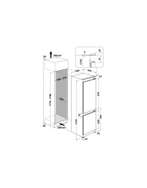 Réfrigérateur Whirlpool encastrable combiné No Frost 282 litres WHC18 T111